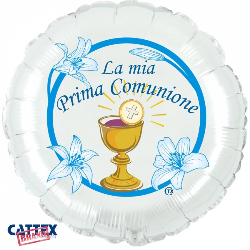 Palloncini Decorati CTX+ - Prima Comunione Blu (18”)